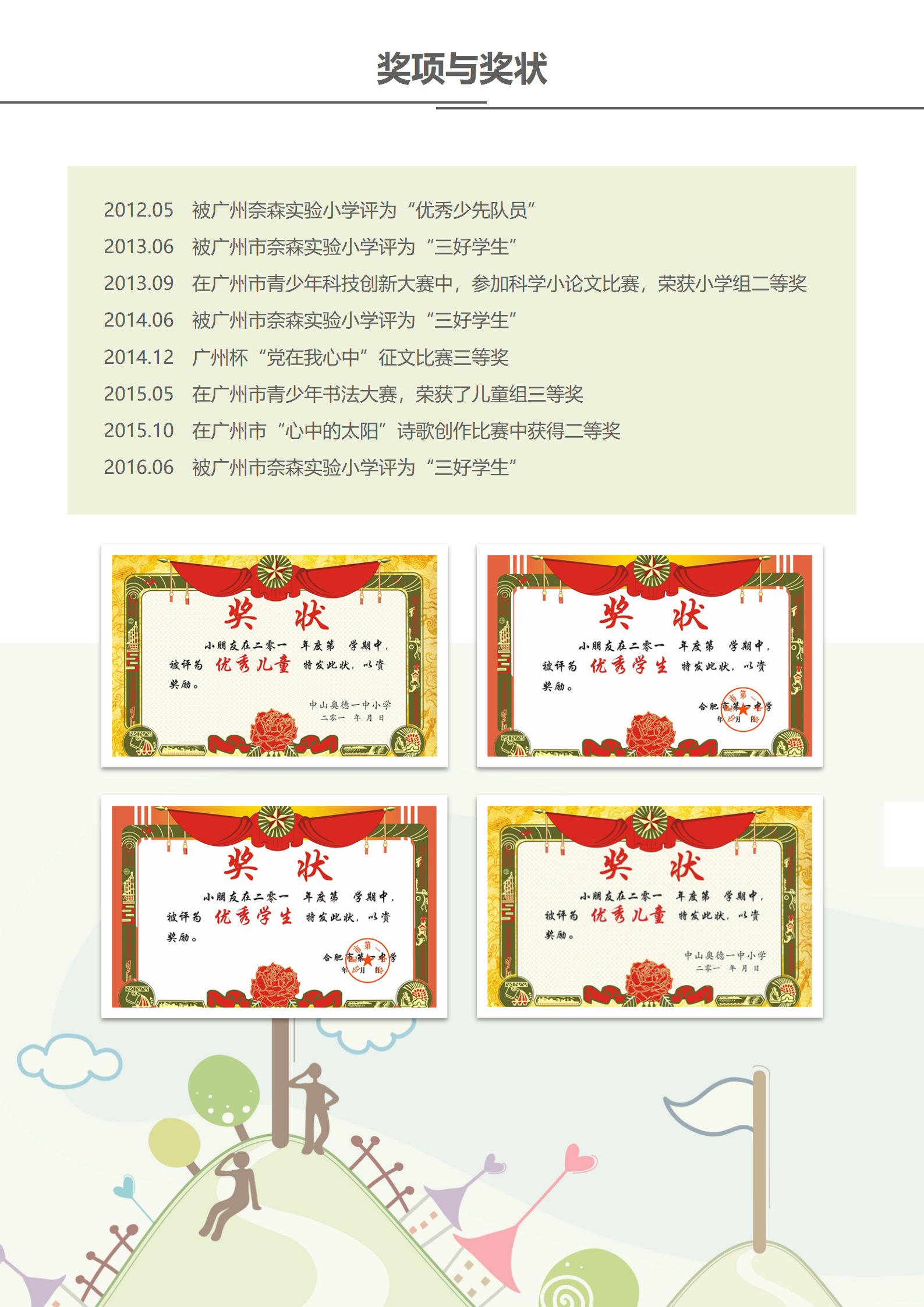 XSC-00103小升初简历家长寄语免费下载/