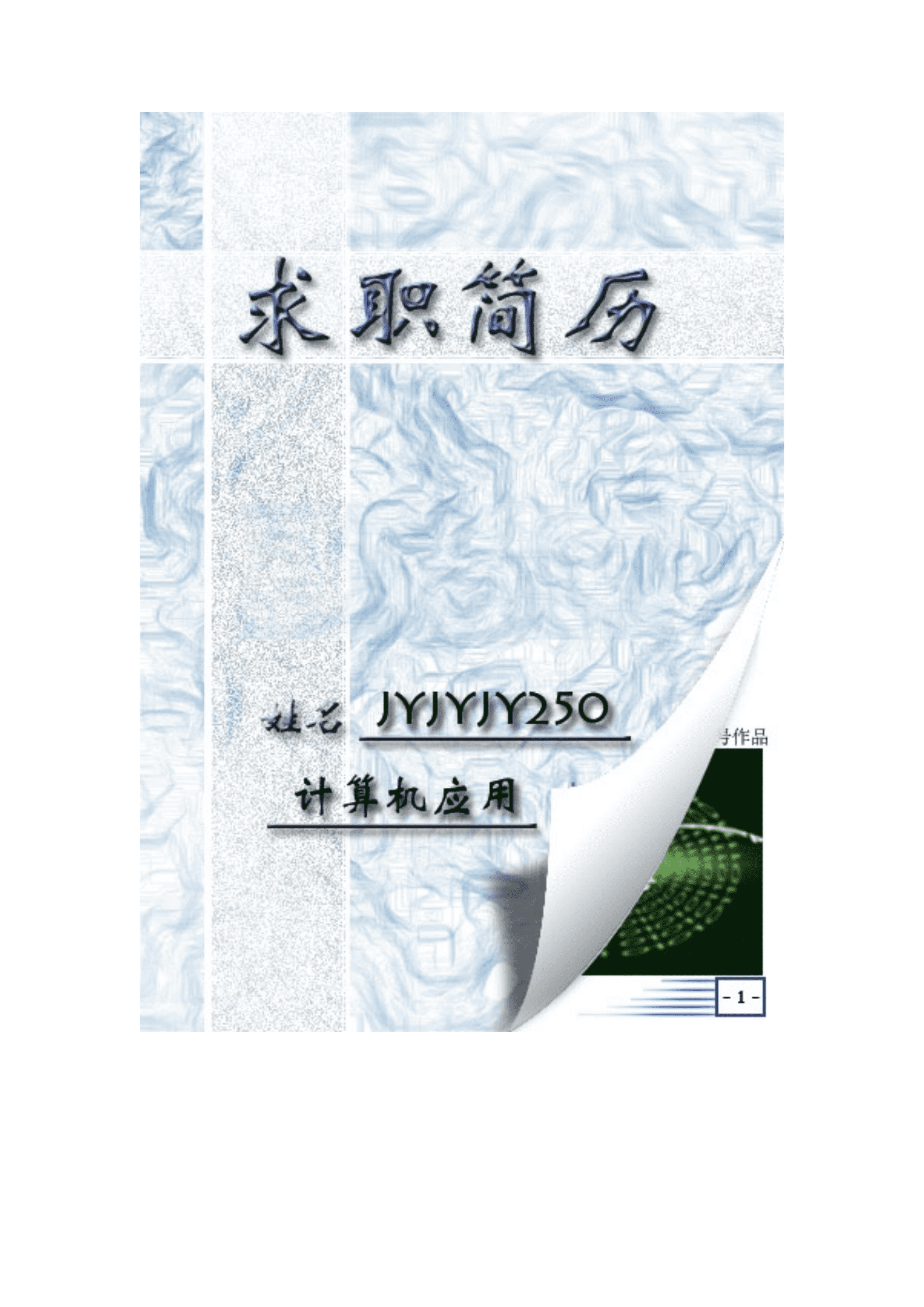 qiyefm-00054计算机应用专业求职简历封面/