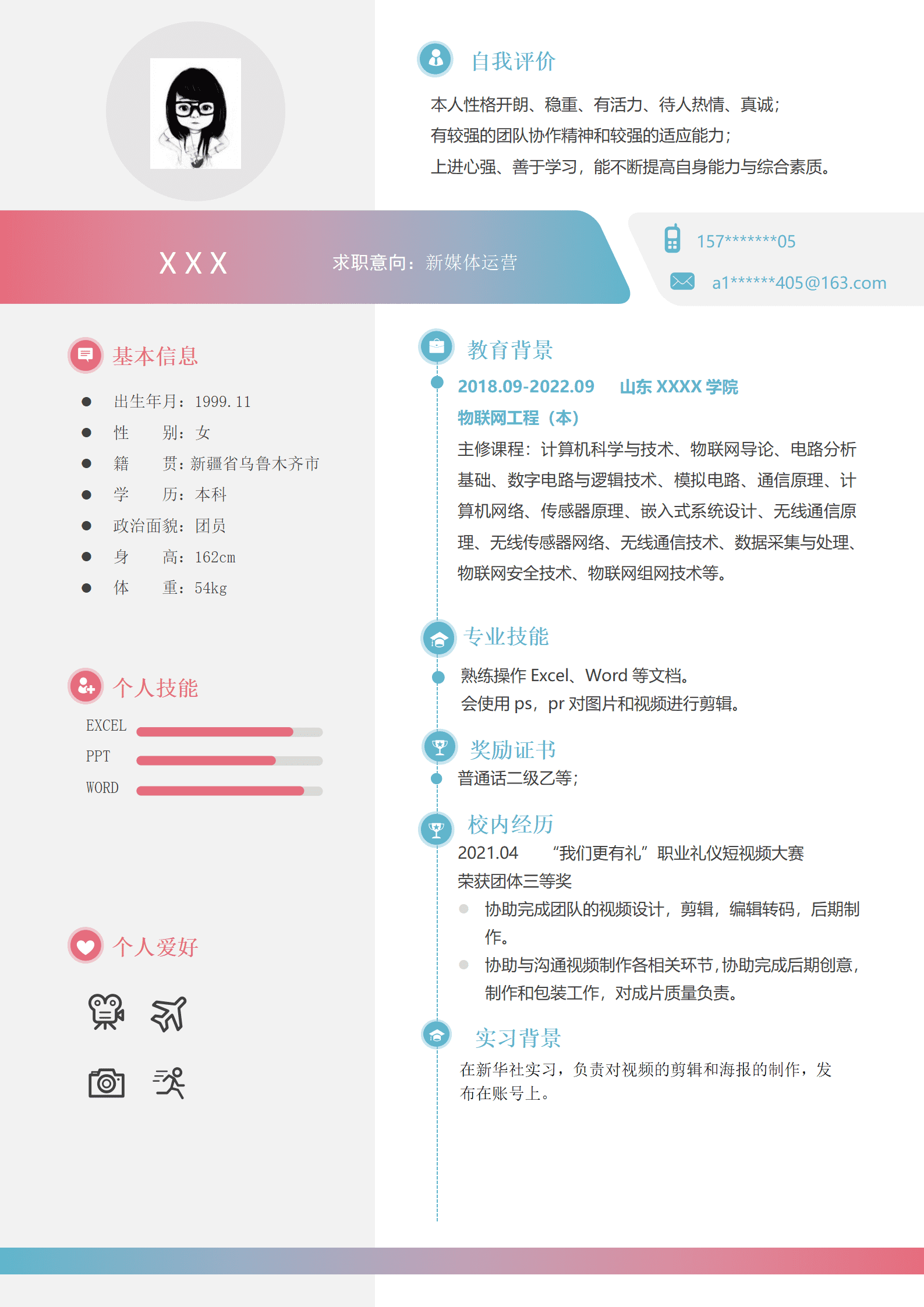 qiyey-000937新媒体运营类岗位求职简历模板/