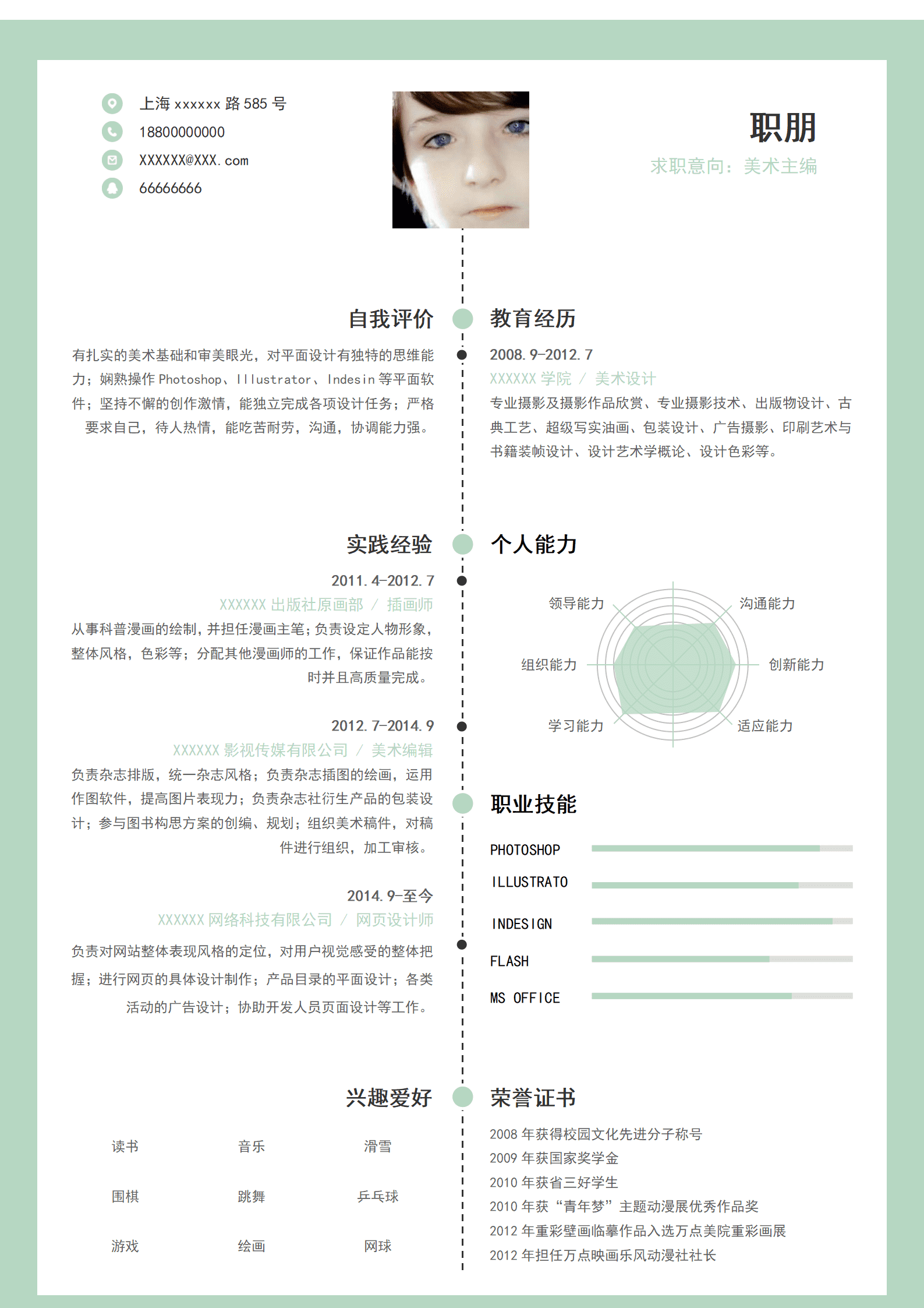 qiyey-000570美术编辑岗位简历模板/