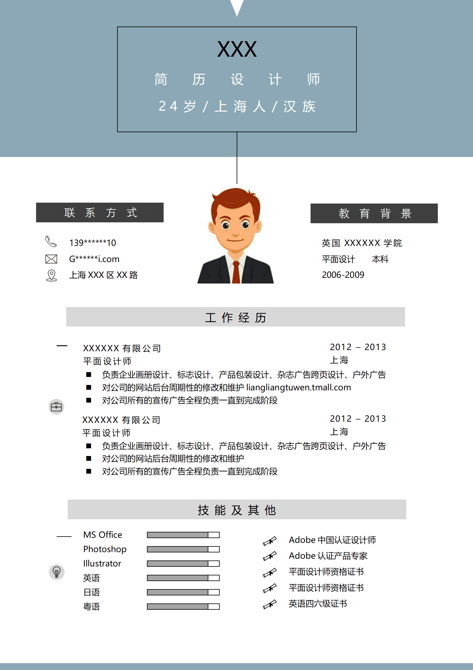 qiyey-000835网页设计平面设计类岗位求职简历模板/