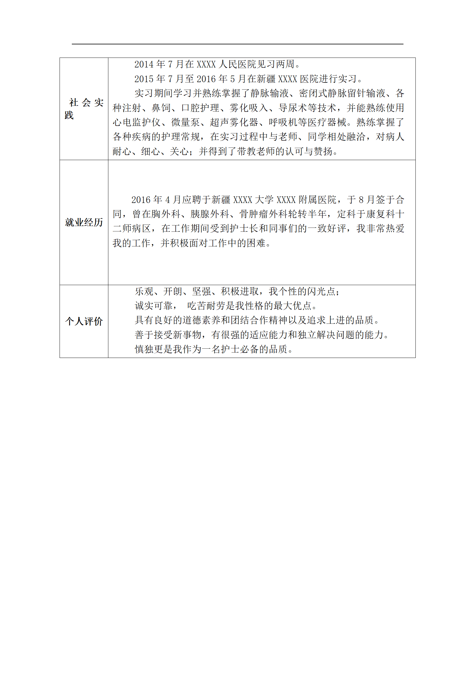 qiyefm-00014带封面自荐信医护岗位求职简历模板/