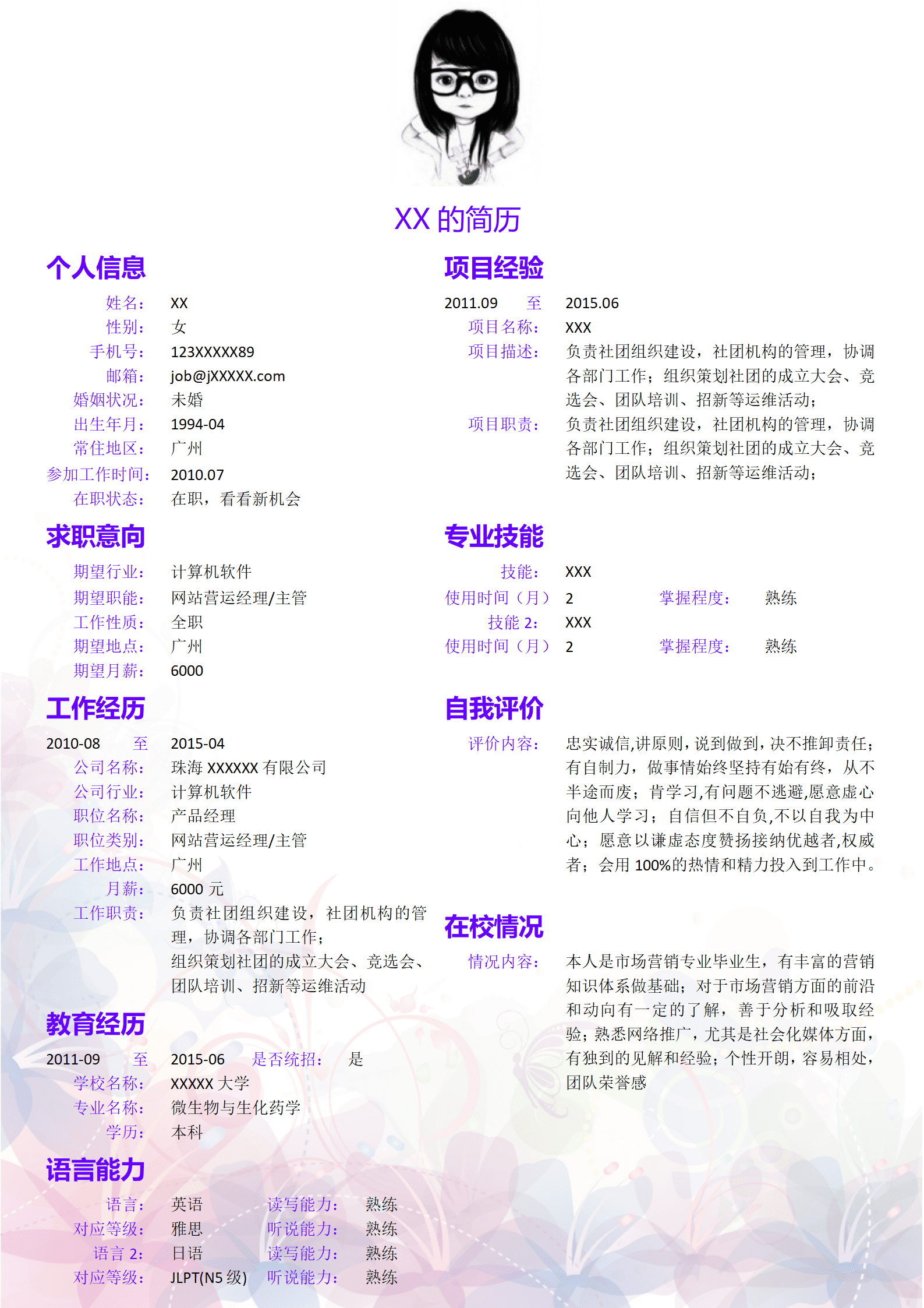 qiyey-000838网站营运类岗位求职简历模板/