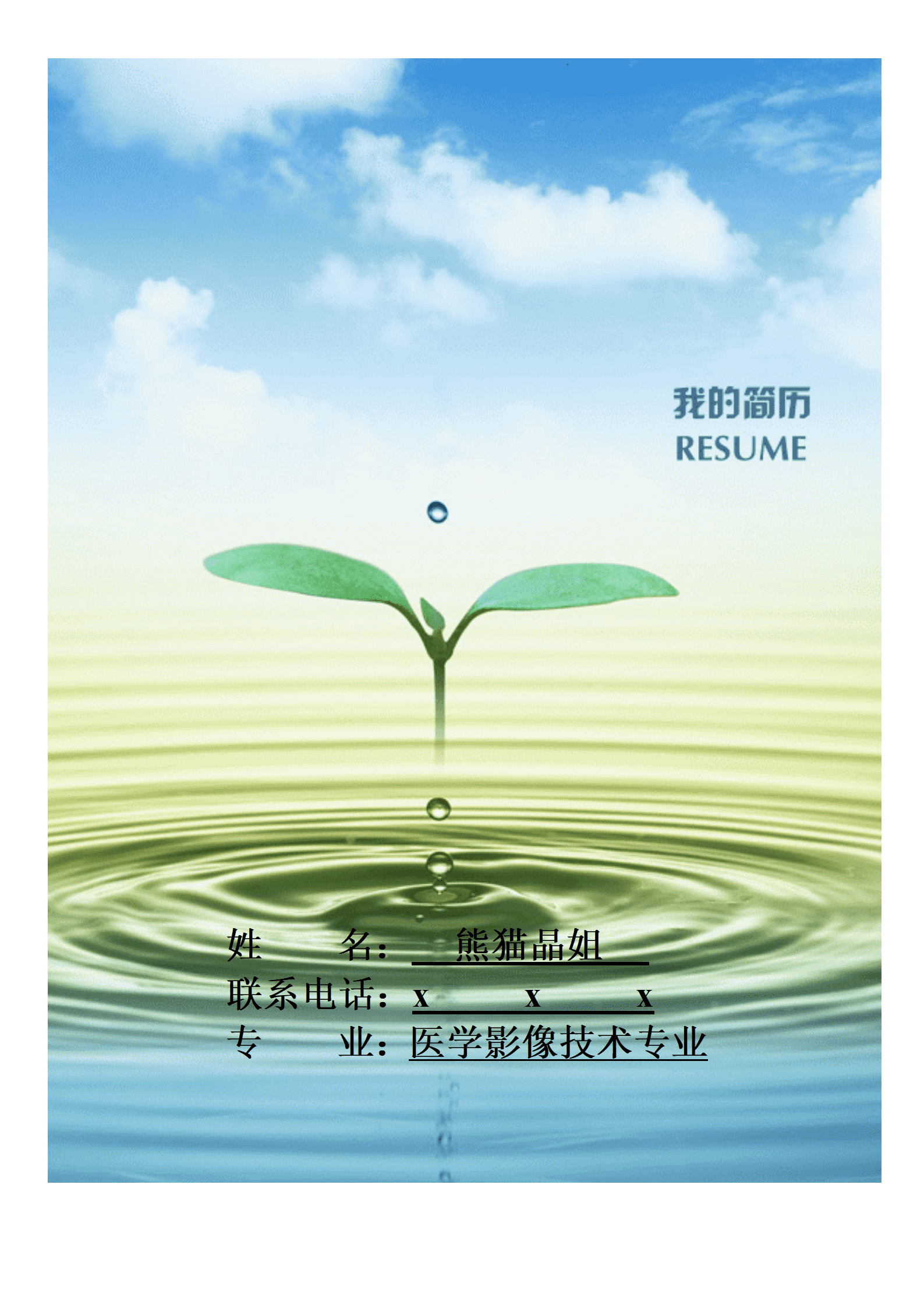 qiyey-0001028医学影像个人简历/