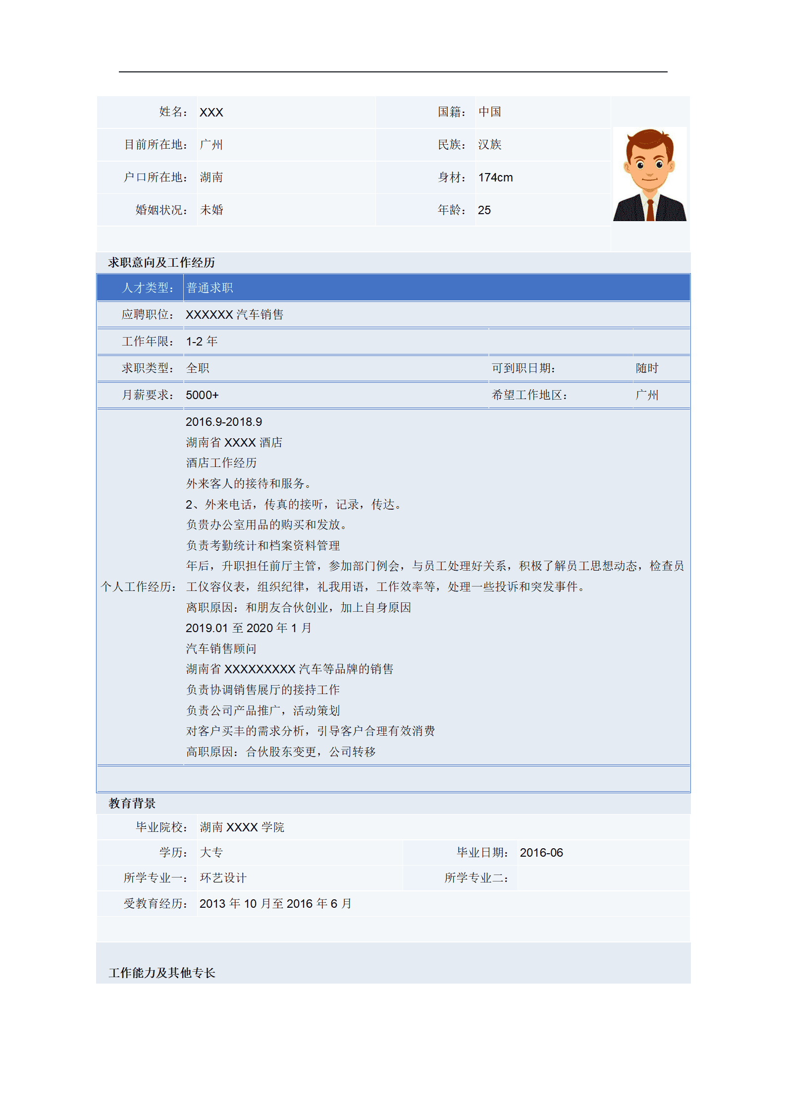 qiyey-0001004业务员销售拓展类岗位求职简历模板/