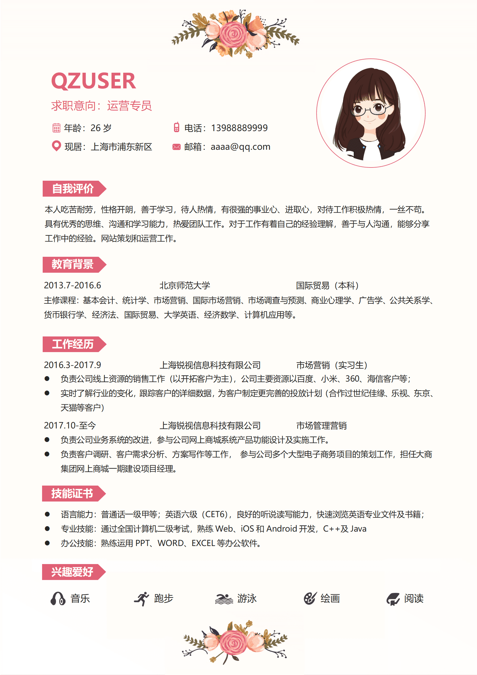 BYDS-00412演员简历模板多页打印和下载/