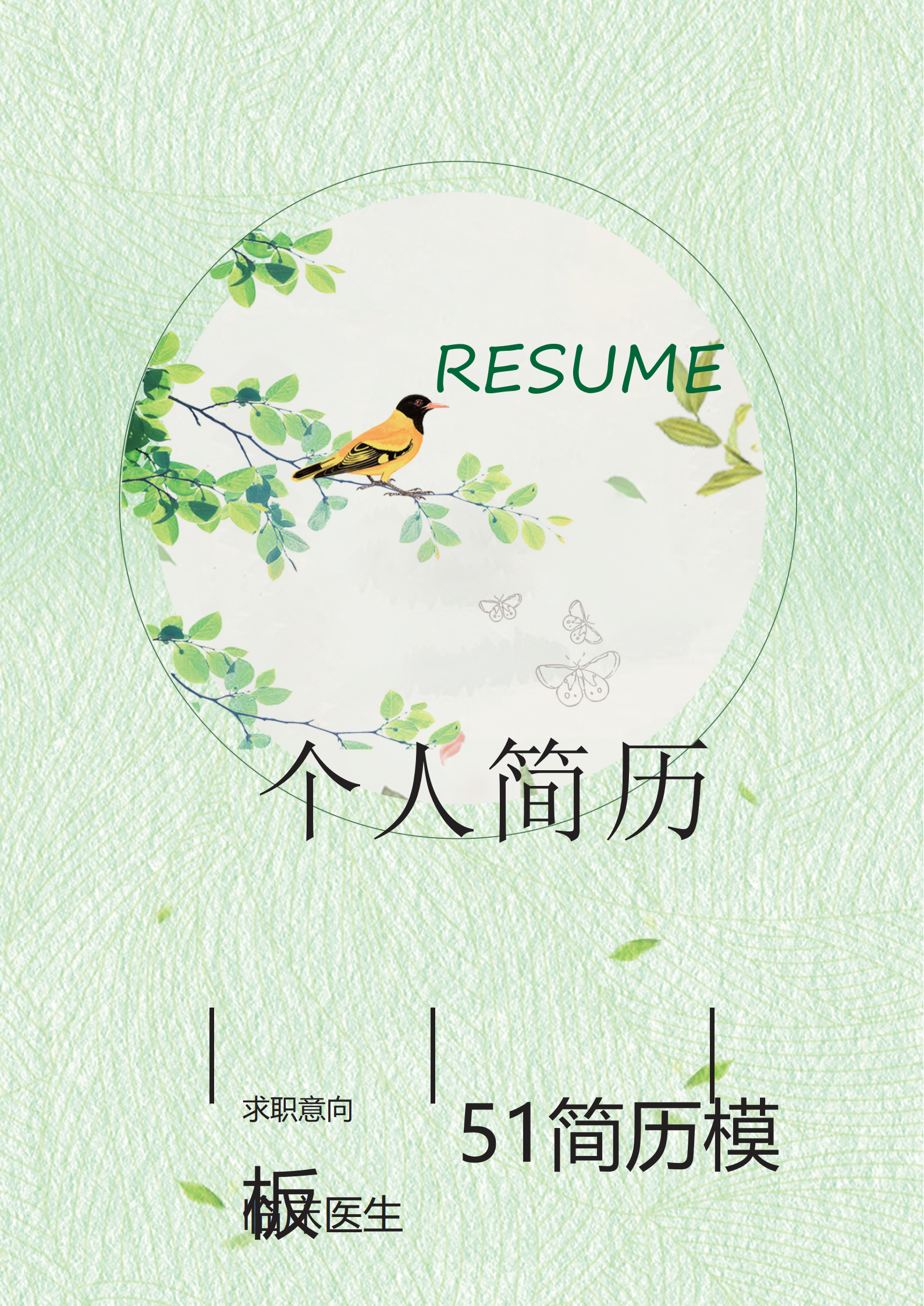 BYDE-000189中国风临床医生成套简历Word简历模板/