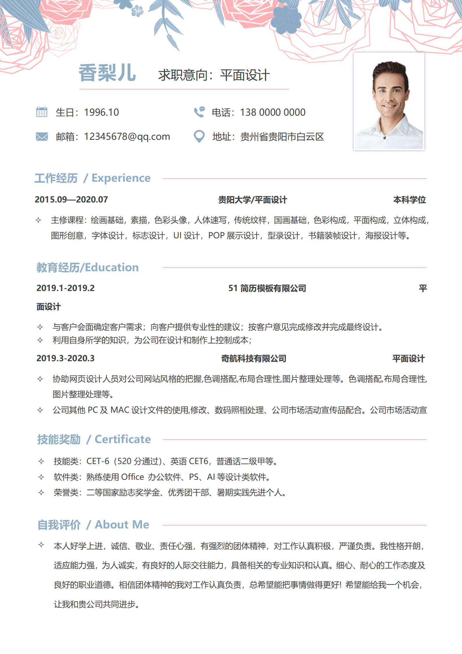 BYDS-00164护士3页简历模板下载/