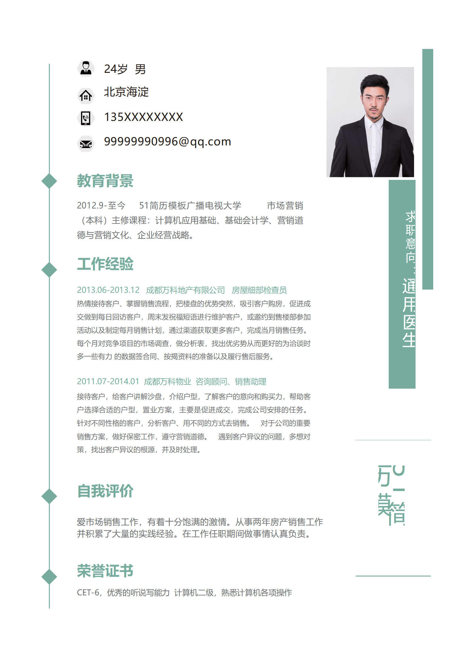 BYDE-00069简洁时尚医生成套简历word模板/