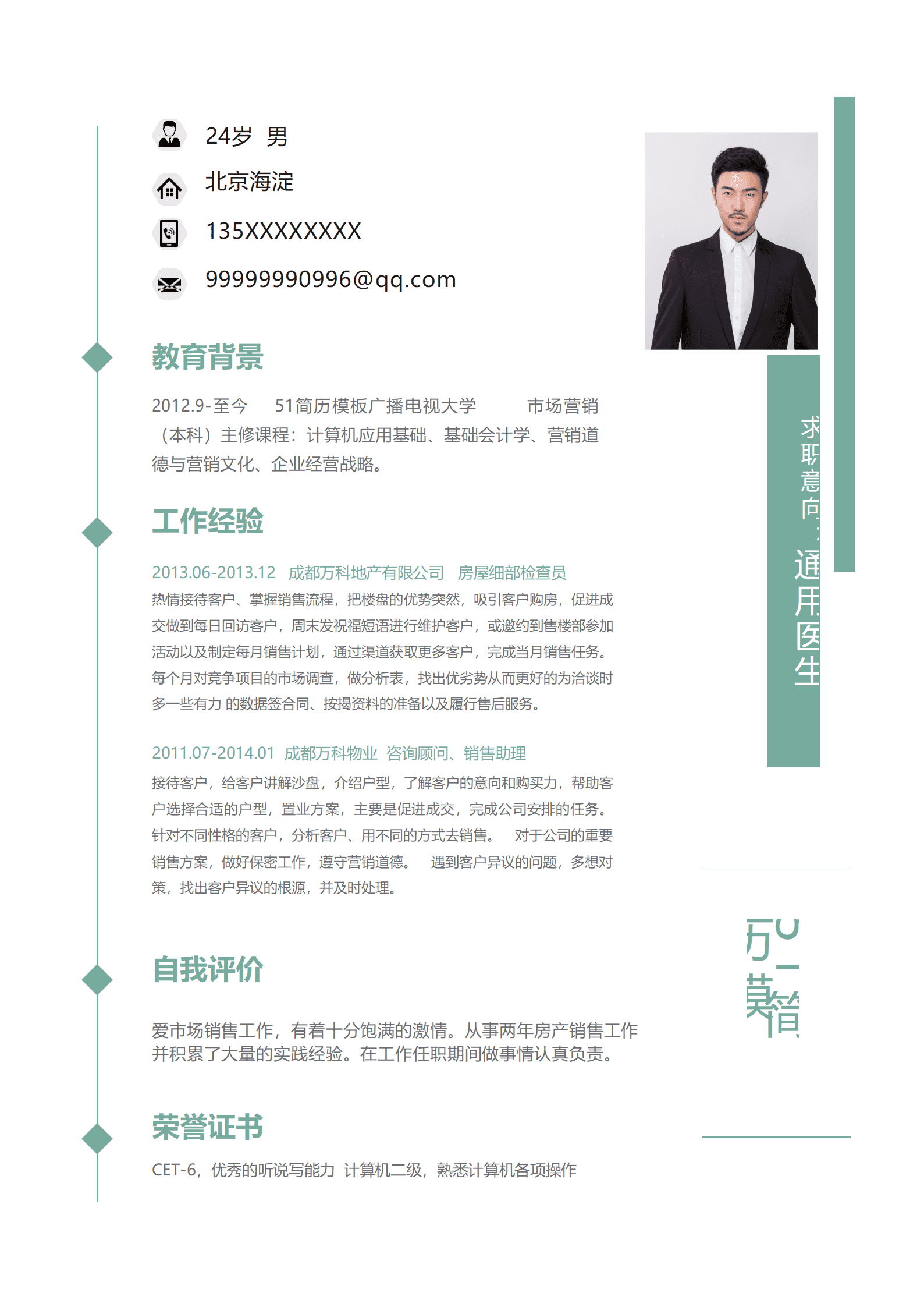 JYDE-00073简洁时尚医生成套简历word模板/