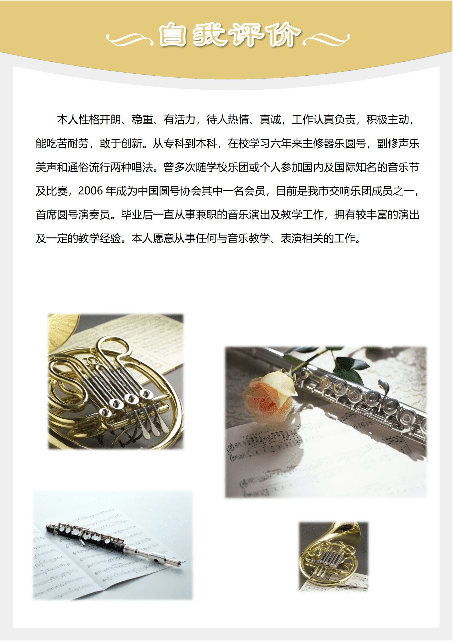 JYDY-000207线上音乐老师简历模板/