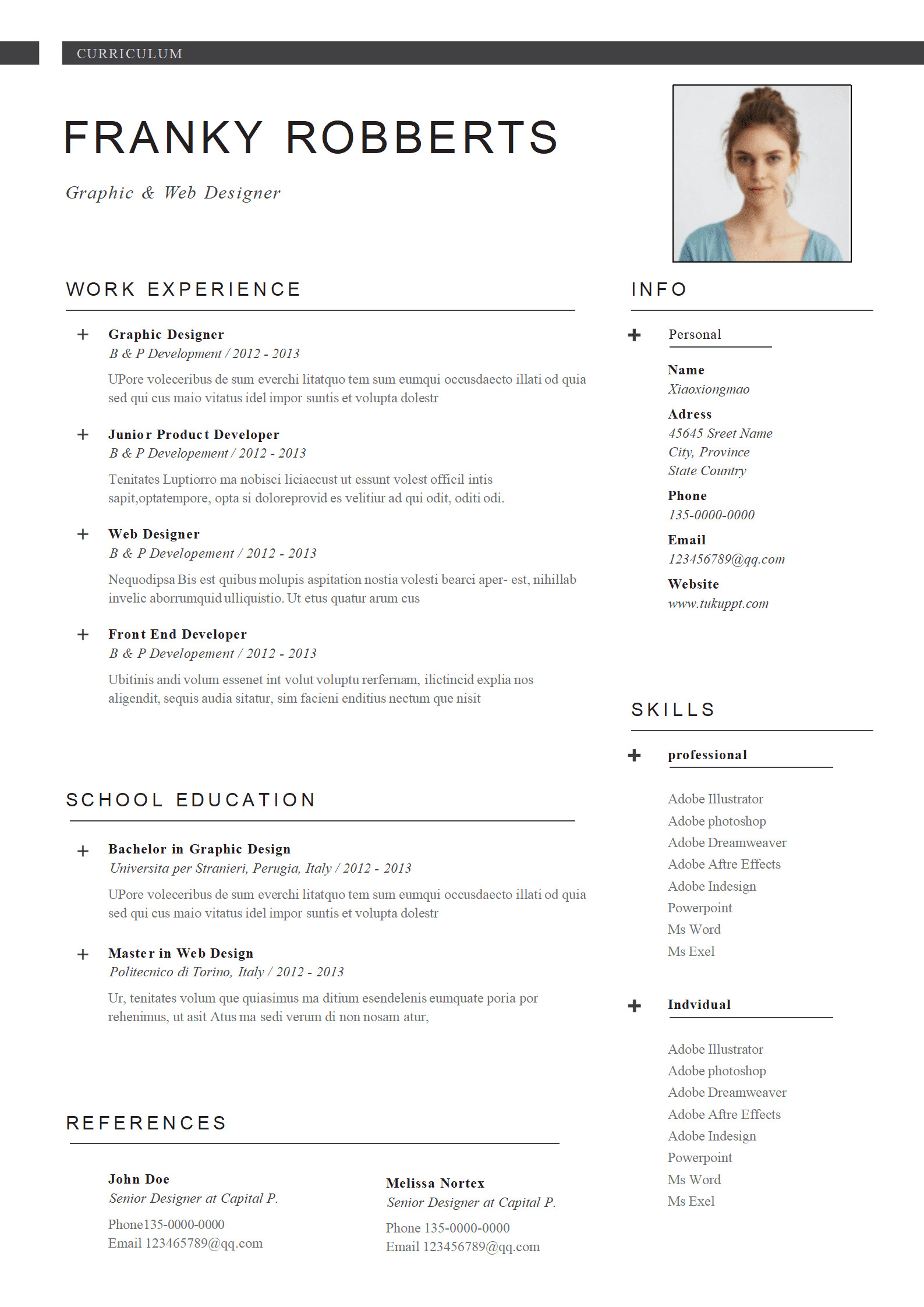 JYDE-00045黑色大气简约成设计师套英文简历模板/