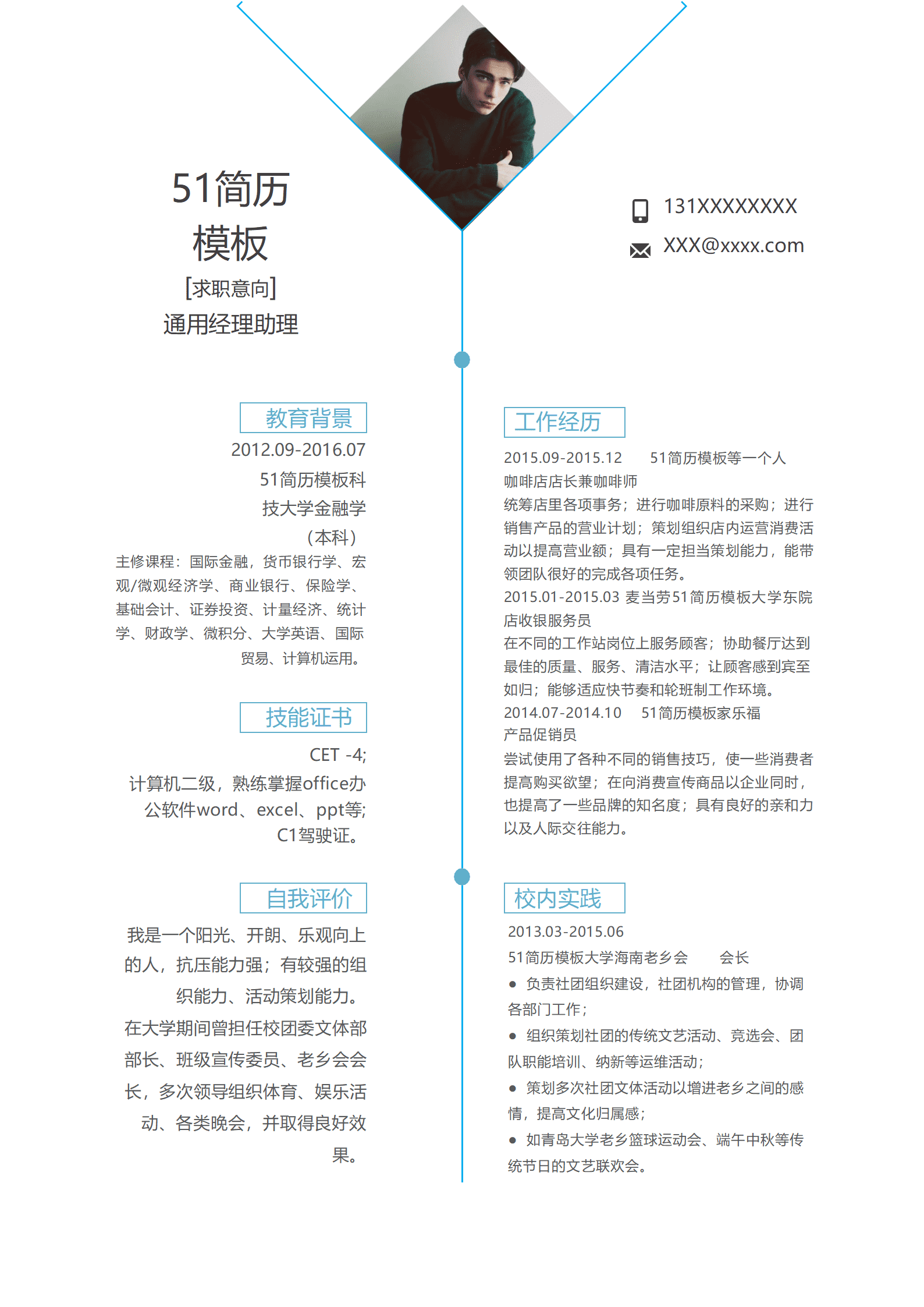ZWSY-0008创意个性助理专员文案简历word简历模板/
