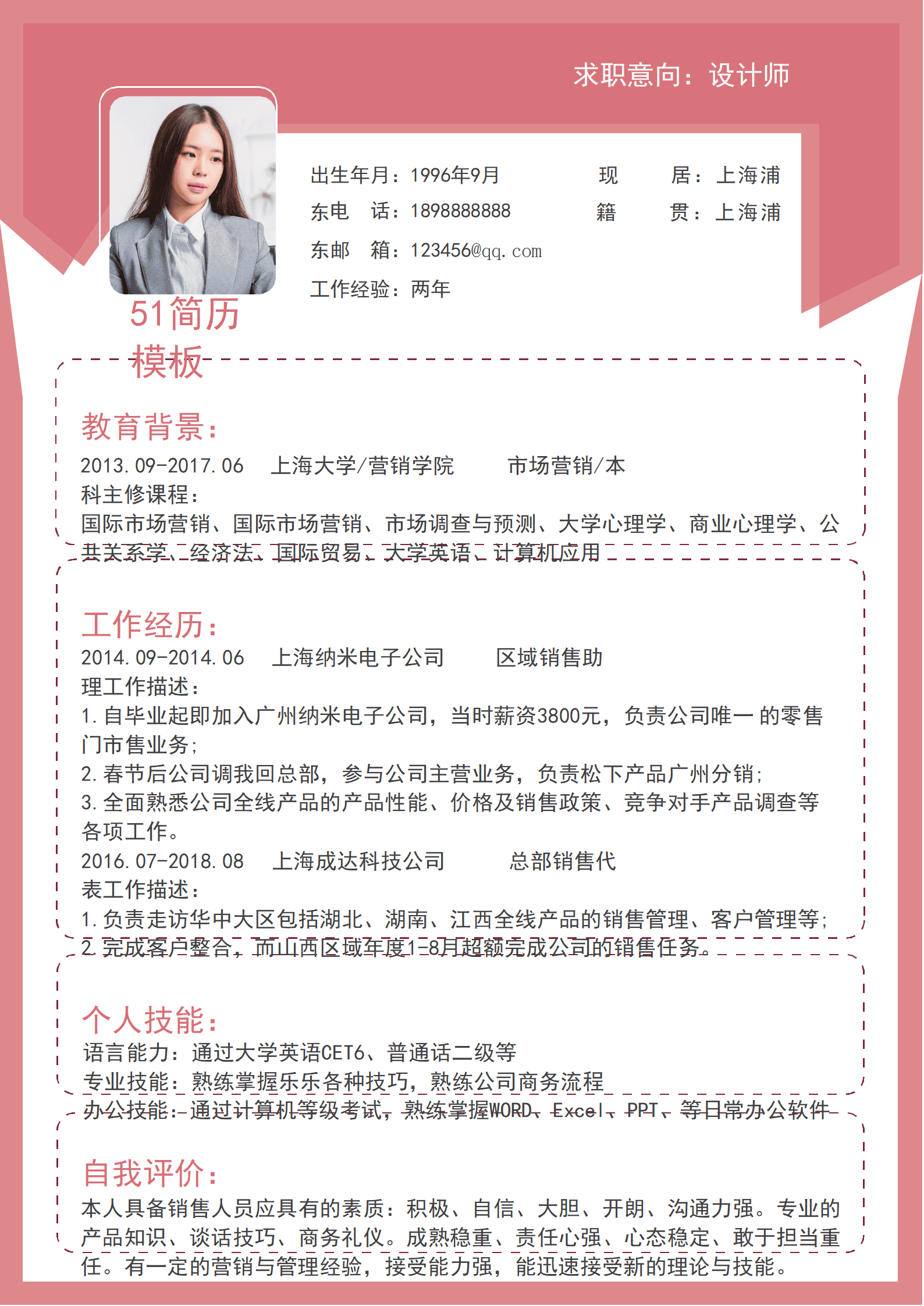 ZWSY-000132时尚高端设计师简历Word模板