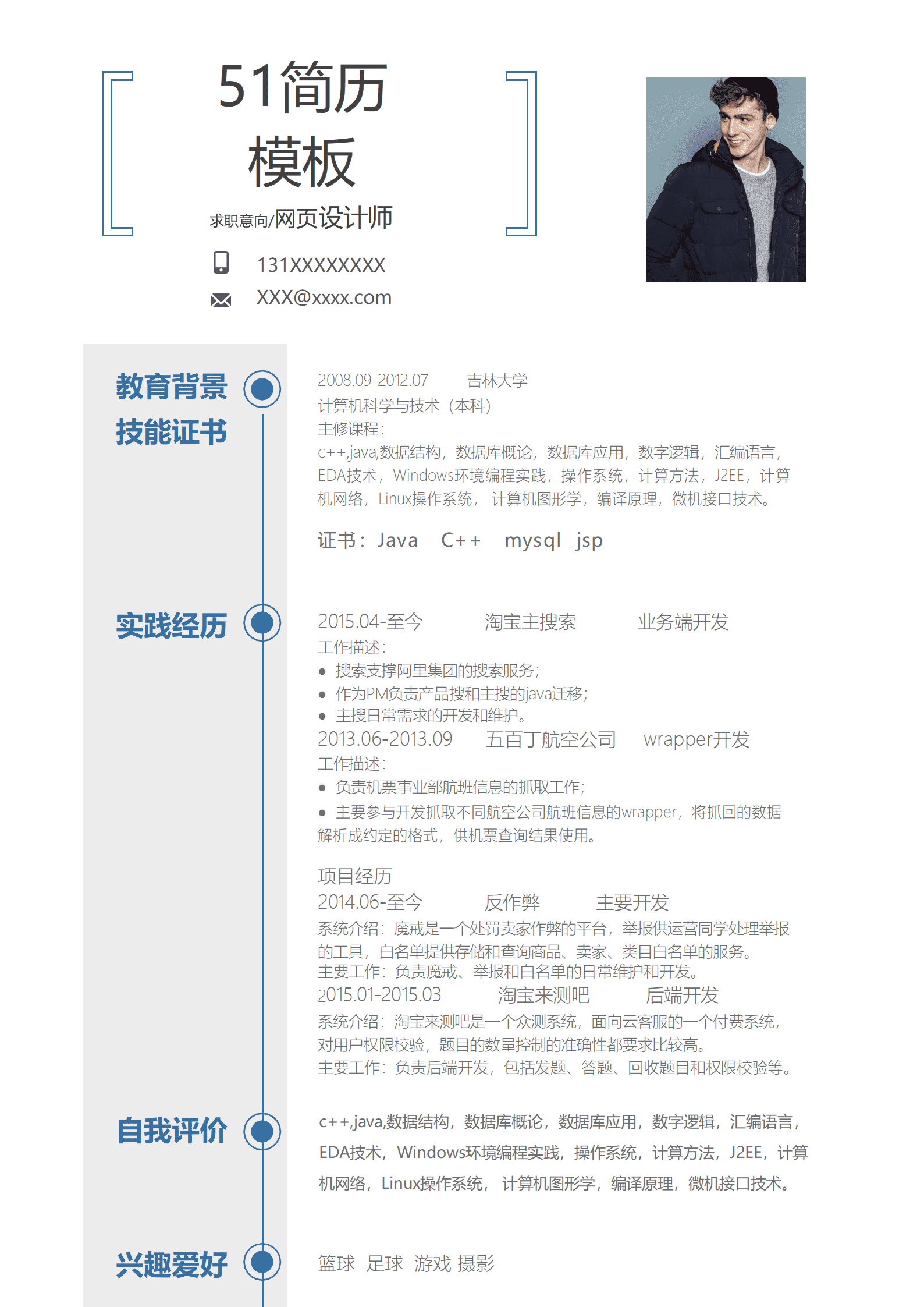 ZWSY-00047简洁互联网视觉设计师简历word简历模板/