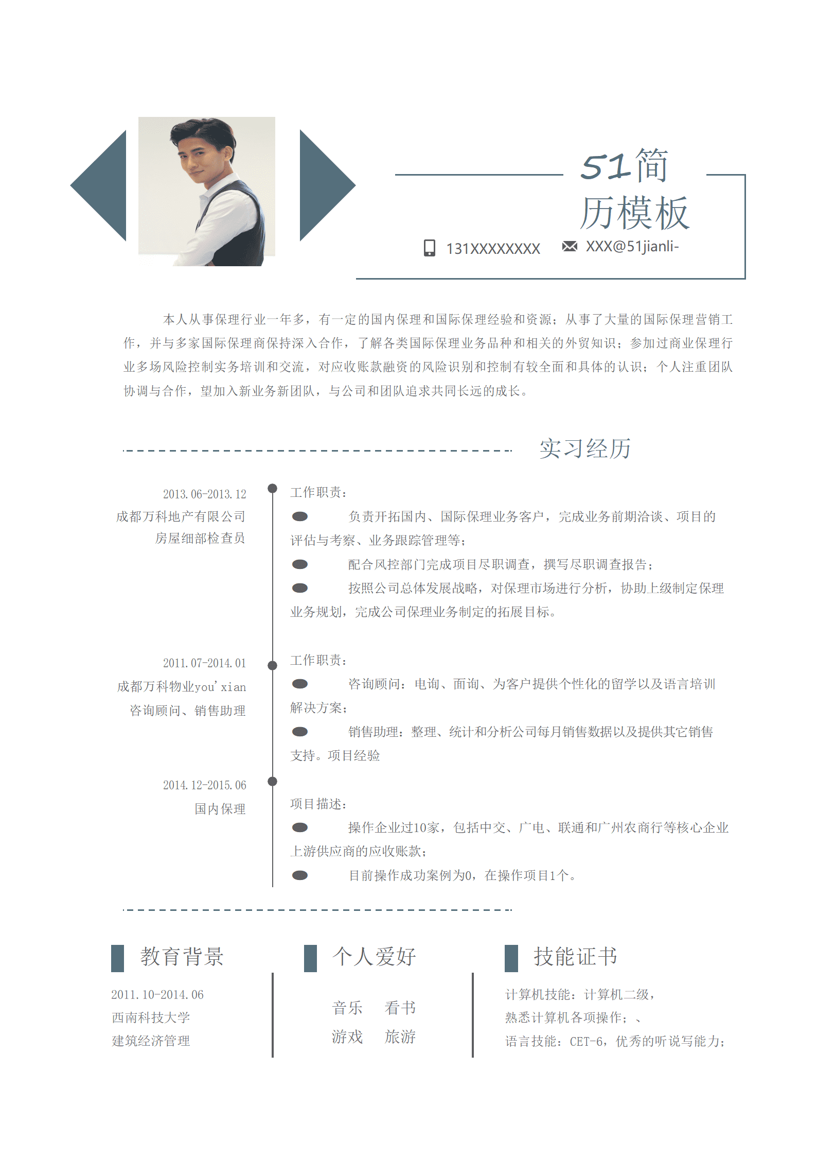 SYY-00057简约时尚地产求职简历word模板/