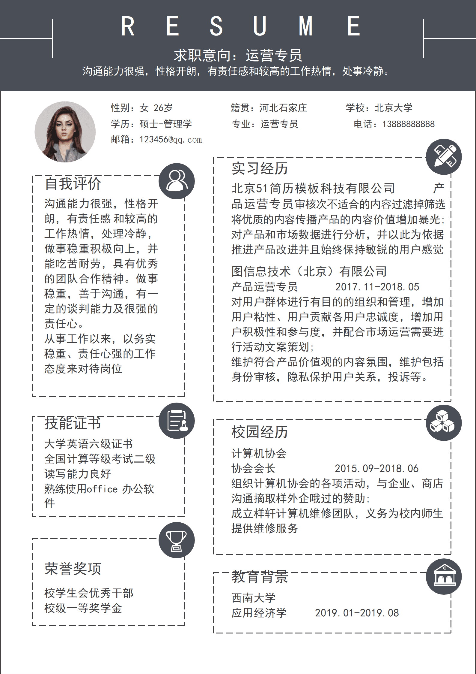 SYY-000100时尚高端运营简历Word模板/