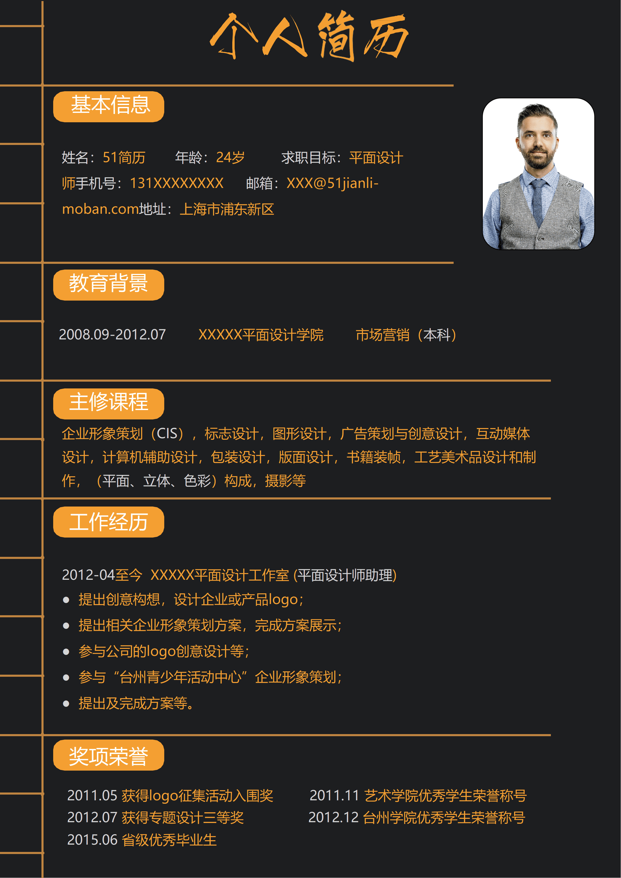 ELSS-011免费商务风设计师简历word模板/