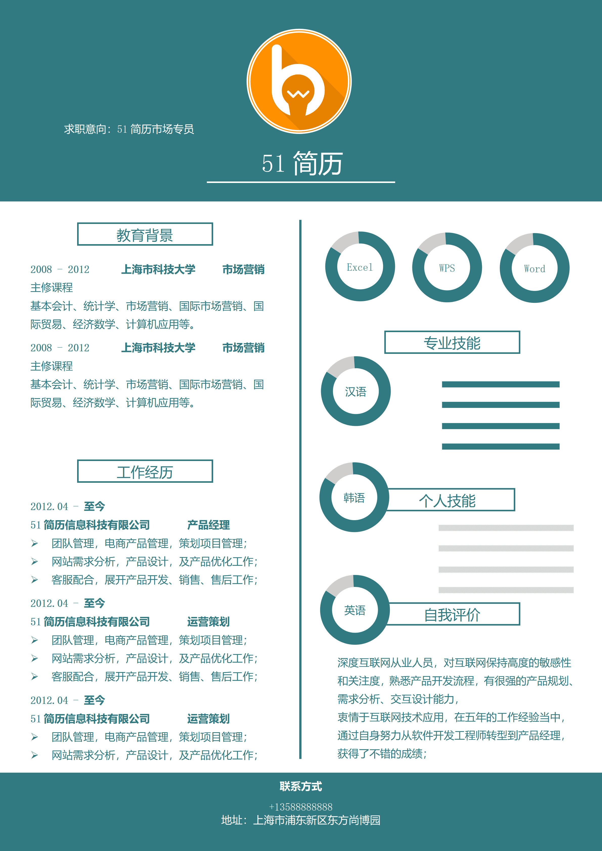 ELWY-2013简洁墨绿色个人免费简历模板/