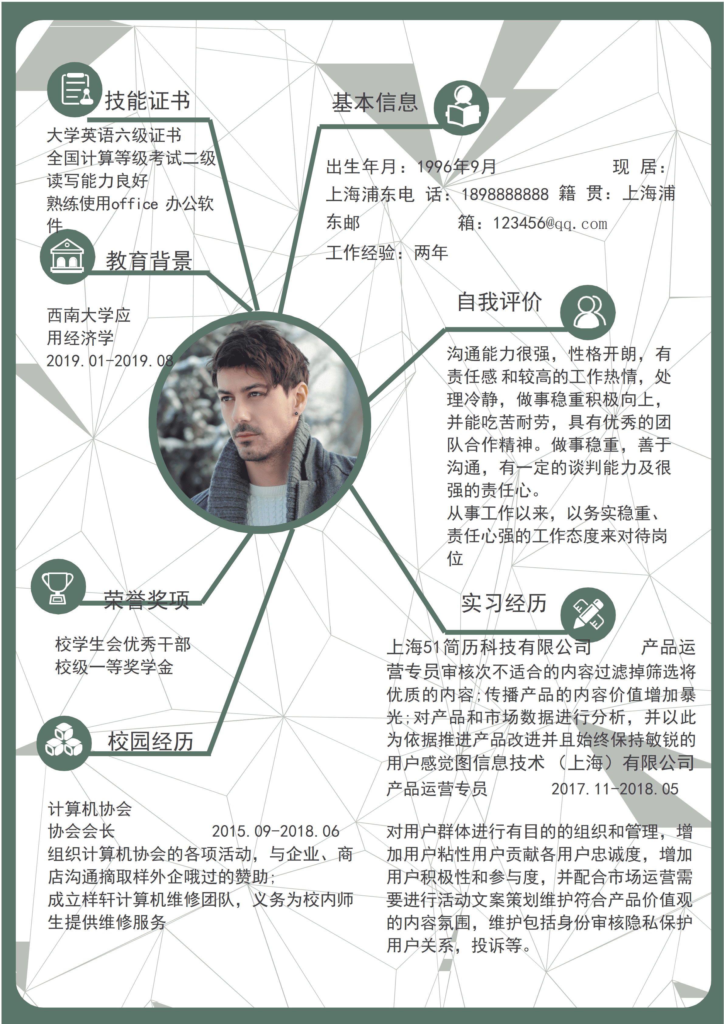 ELWY-2073时尚运营个人免费简历Word模板/