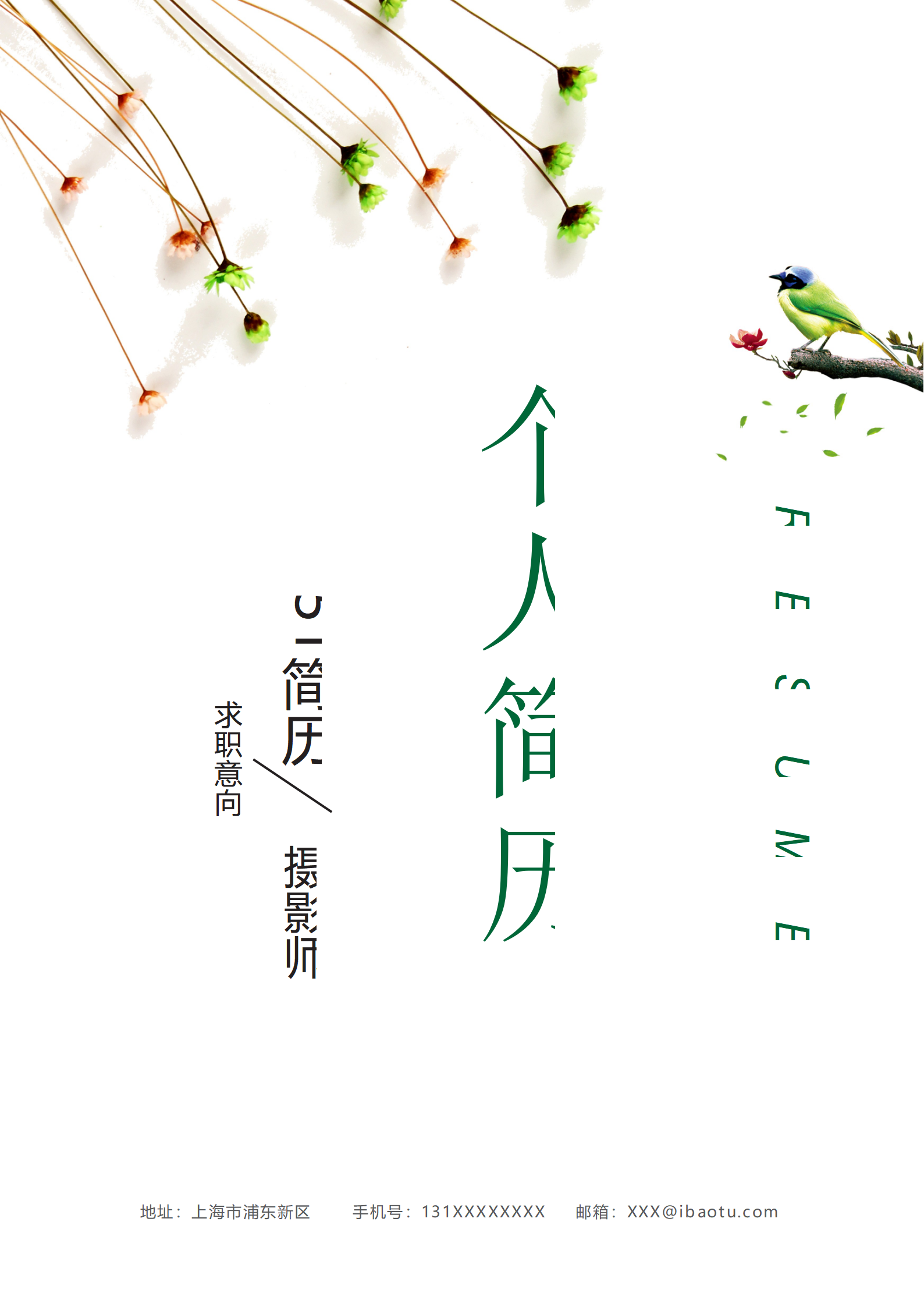 JYDS-4016艺术类摄影师成套简历Word简历模板/