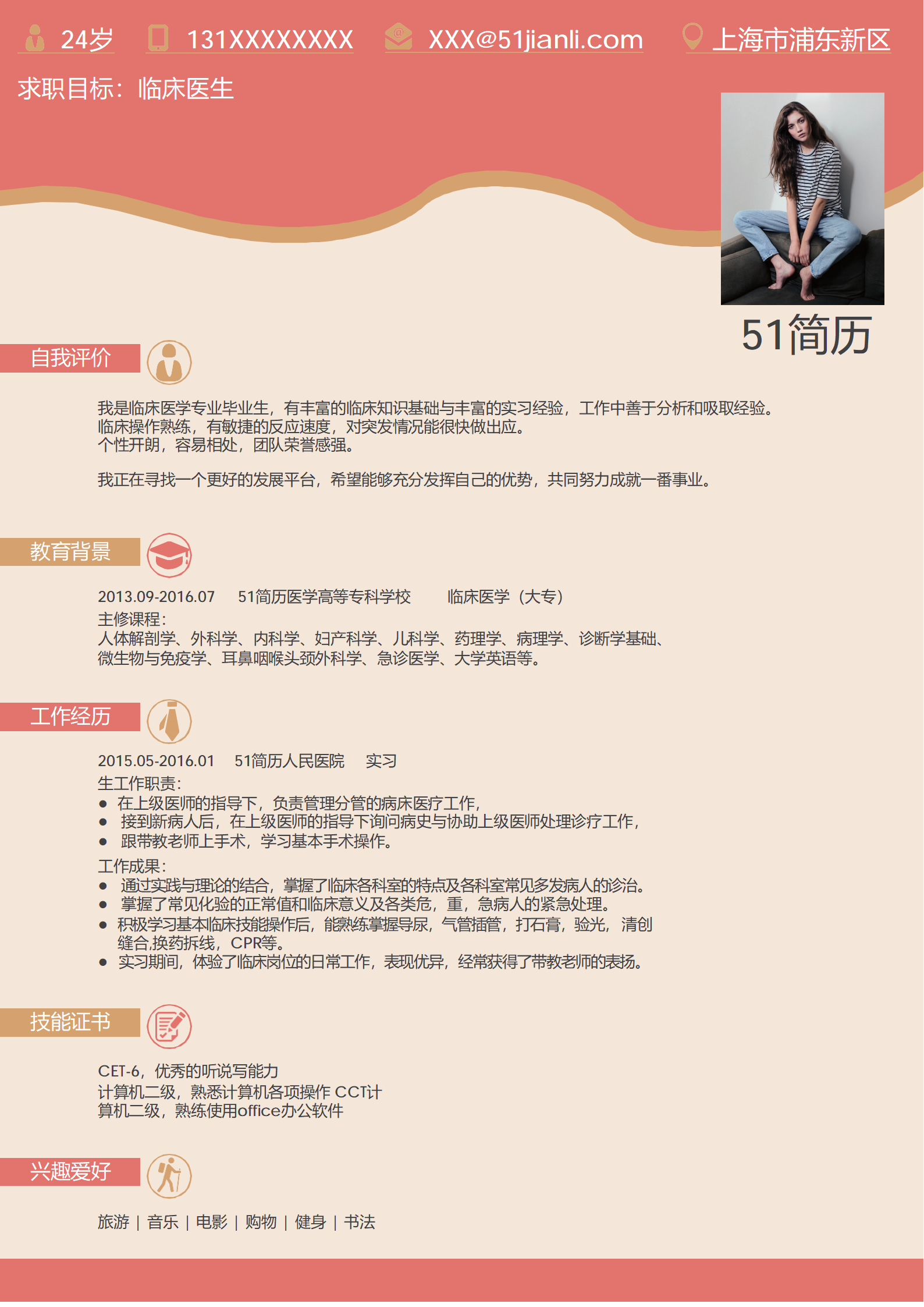 ELSY-2006简约风临床医生WORD成套简历/