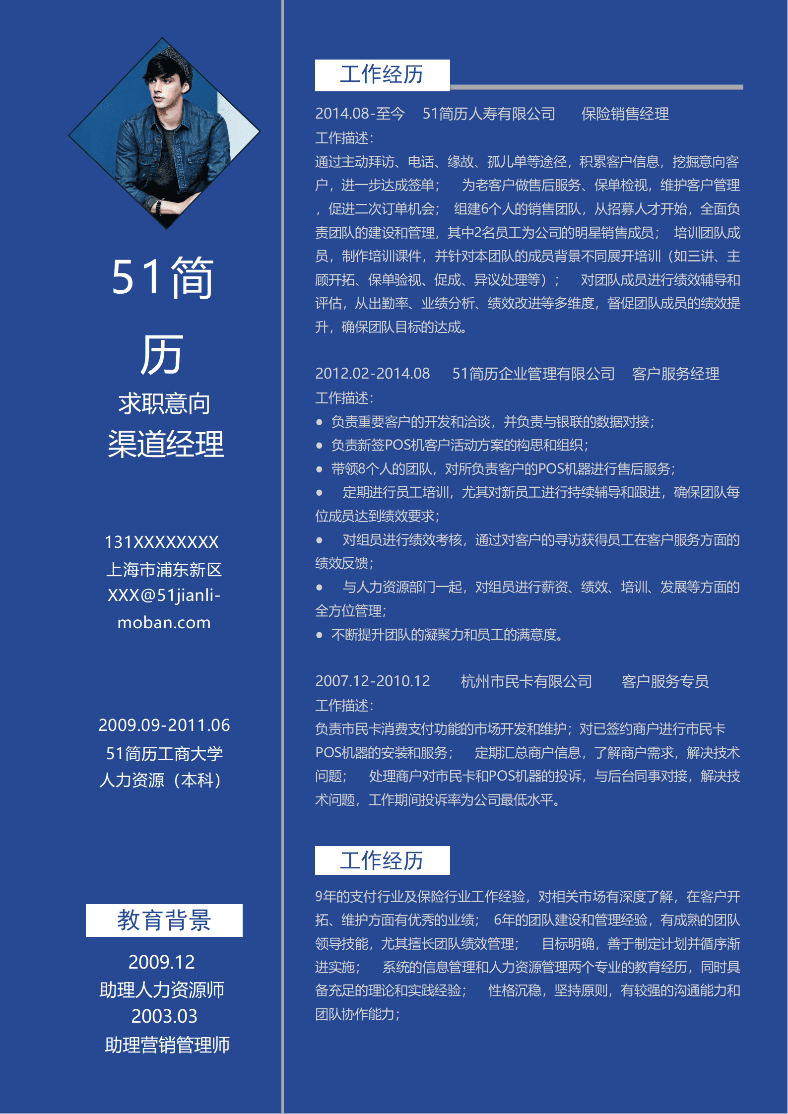 ELSY-1033渠道经理成套简历Word简历模板/